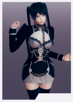 《AI少女》黑色雙馬尾哥特風格短裙美少女MOD