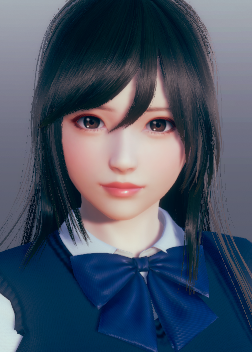 《AI少女》黑色披肩發藍色領結女高中生MOD