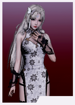 《AI少女》白色及腰長發誘人旗袍小姐姐MOD