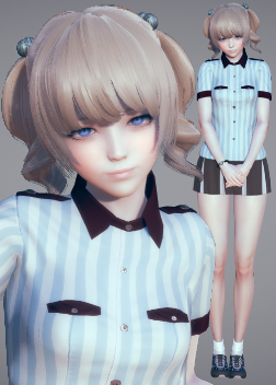 《AI少女》白色卷發藍色瞳孔服務生美少女MOD