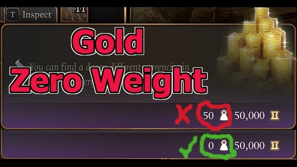 《博德之門3》黃金零重量MOD