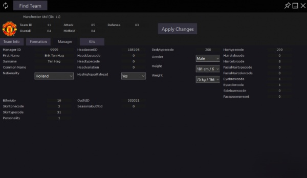 《FIFA 22》滕哈格(滕哈赫)臉型補丁