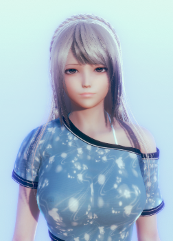 《AI少女》銀色長發(fā)露肩T恤美少女MOD