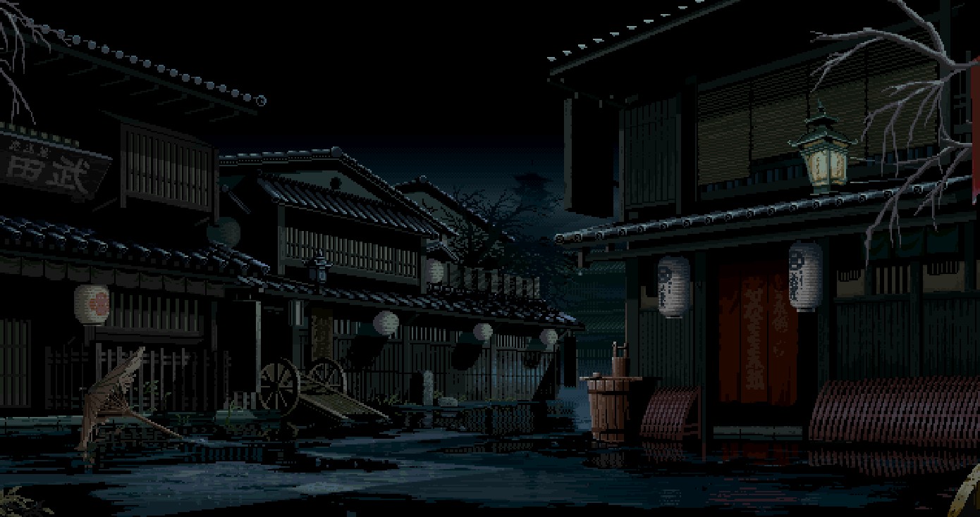 《Wallpaper Engine》像素風日式古街動態壁紙