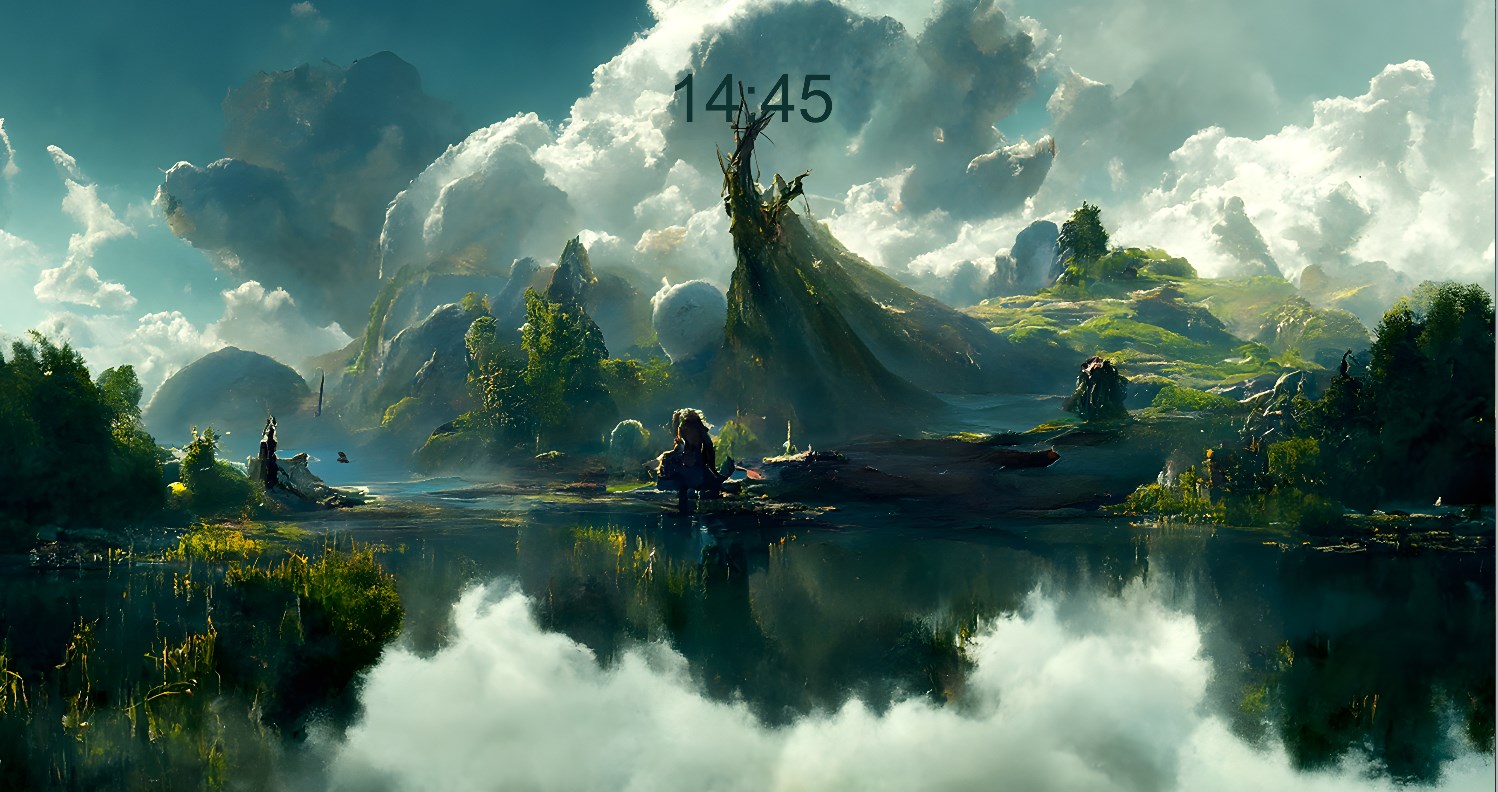 《Wallpaper Engine》山水秀麗風景繪圖記時動態壁紙