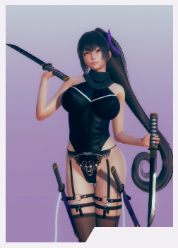 《AI少女》黑色長馬尾緊身衣女劍士MOD