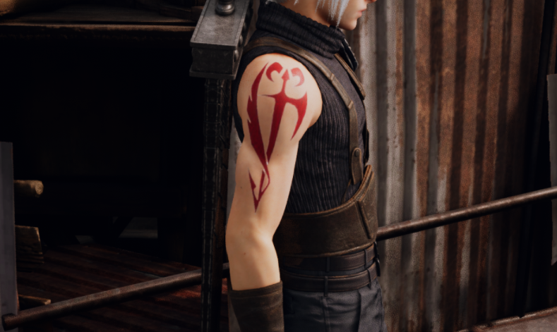 《最終幻想7：重制版》克勞德鬼泣4紋身MOD