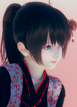 《AI少女》黑色馬尾辮黑色和服美少女MOD