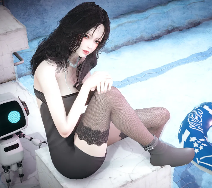 《AI少女》性感濕發黑色蕾絲知心大姐姐MOD