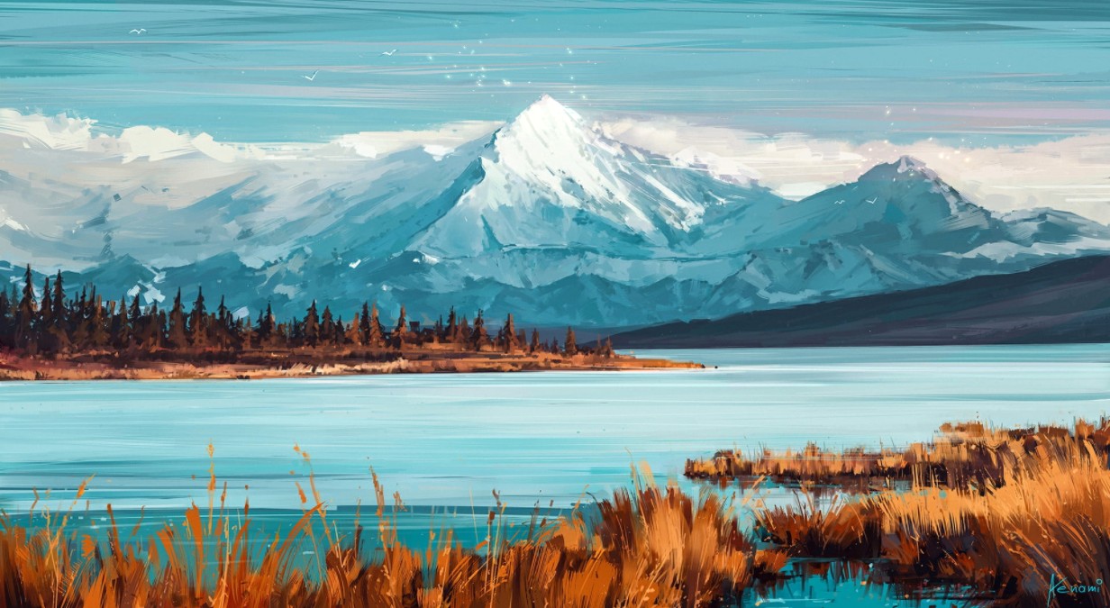 《Wallpaper Engine》雪山厚涂風繪圖動態壁紙