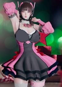 《AI少女》黑粉連衣裙電玩少女MOD