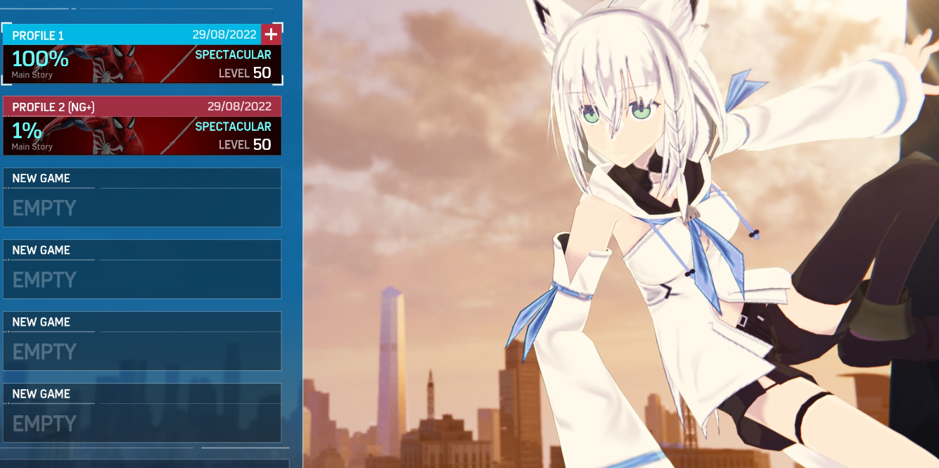 《漫威蜘蛛俠：重制版》虛擬主播白上吹雪替換蜘蛛俠MOD