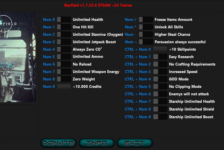《星空》v1.7.36.0二十四項(xiàng)修改器HOG版