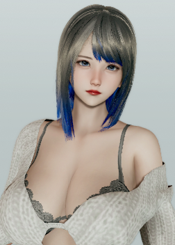 《AI少女》挑染藍發居家休閑風御姐MOD