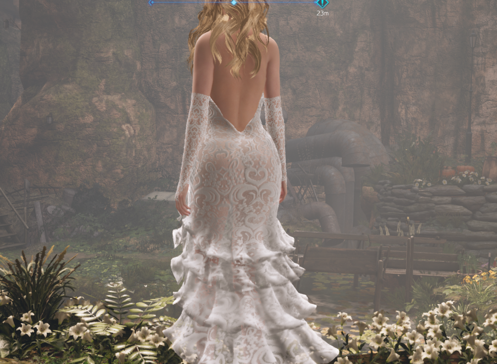 《最終幻想7：重制版》新娘愛麗絲白色蕾絲婚紗裙MOD