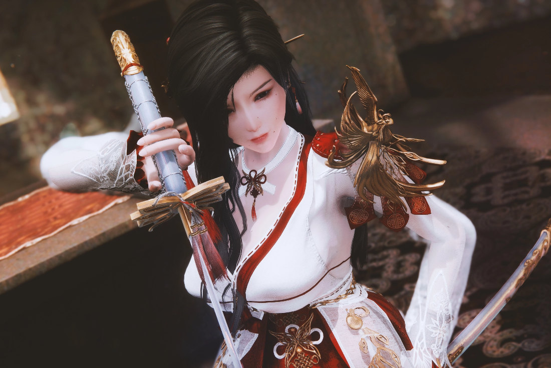 《上古卷軸5：天際重制版》CBBE靈魂鳳凰日式巫女裝MOD