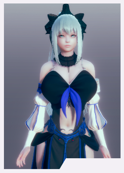 《AI少女》藍發藍瞳誘人身穿黑色連衣裙美少女MOD