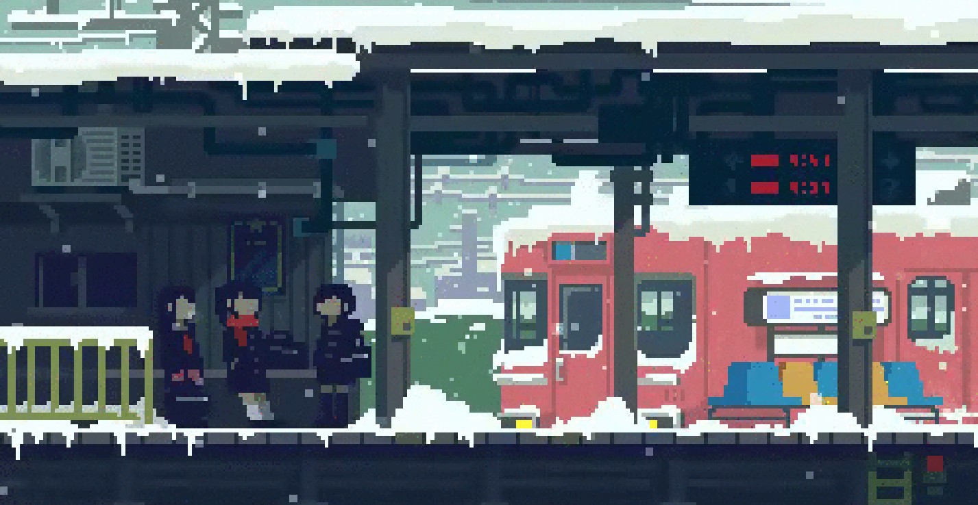 《Wallpaper Engine》像素風(fēng)雪中的列車站動(dòng)態(tài)壁紙