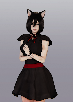 《AI少女》貓耳短發(fā)黑色連衣裙少女MOD