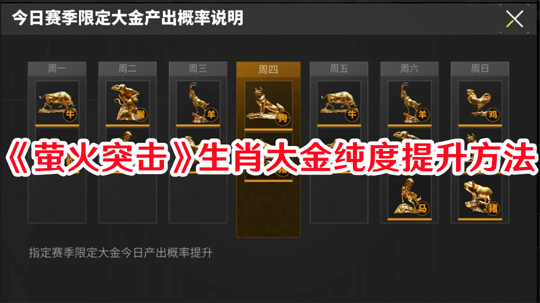 《螢火突擊》生肖大金純度提升方法