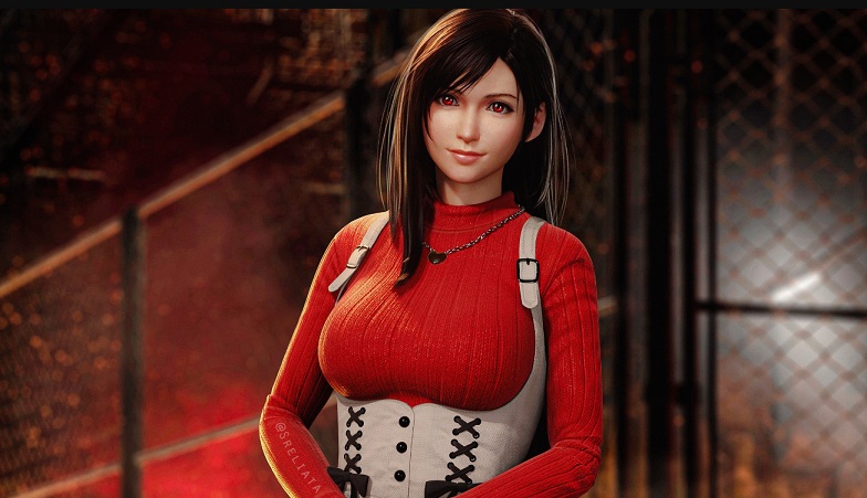 《最終幻想7：重制版》蒂法死或生Kokoro毛衣束腰裙紅白版MOD