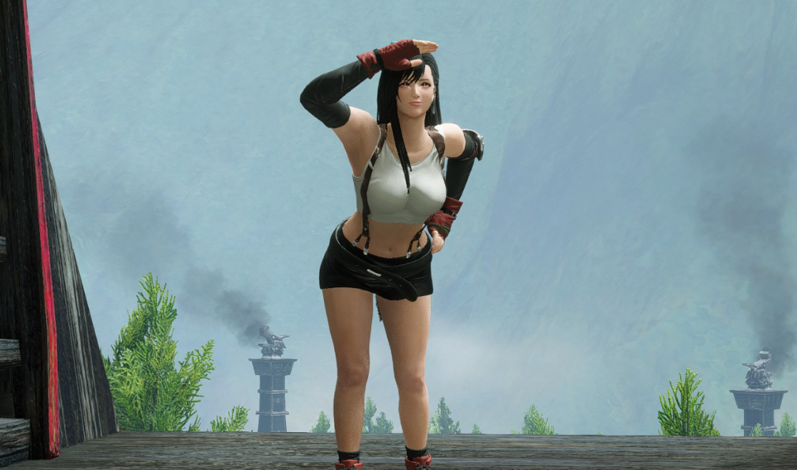 《怪物獵人崛起：曙光》最終幻想7蒂法服裝替換炎火村套MOD