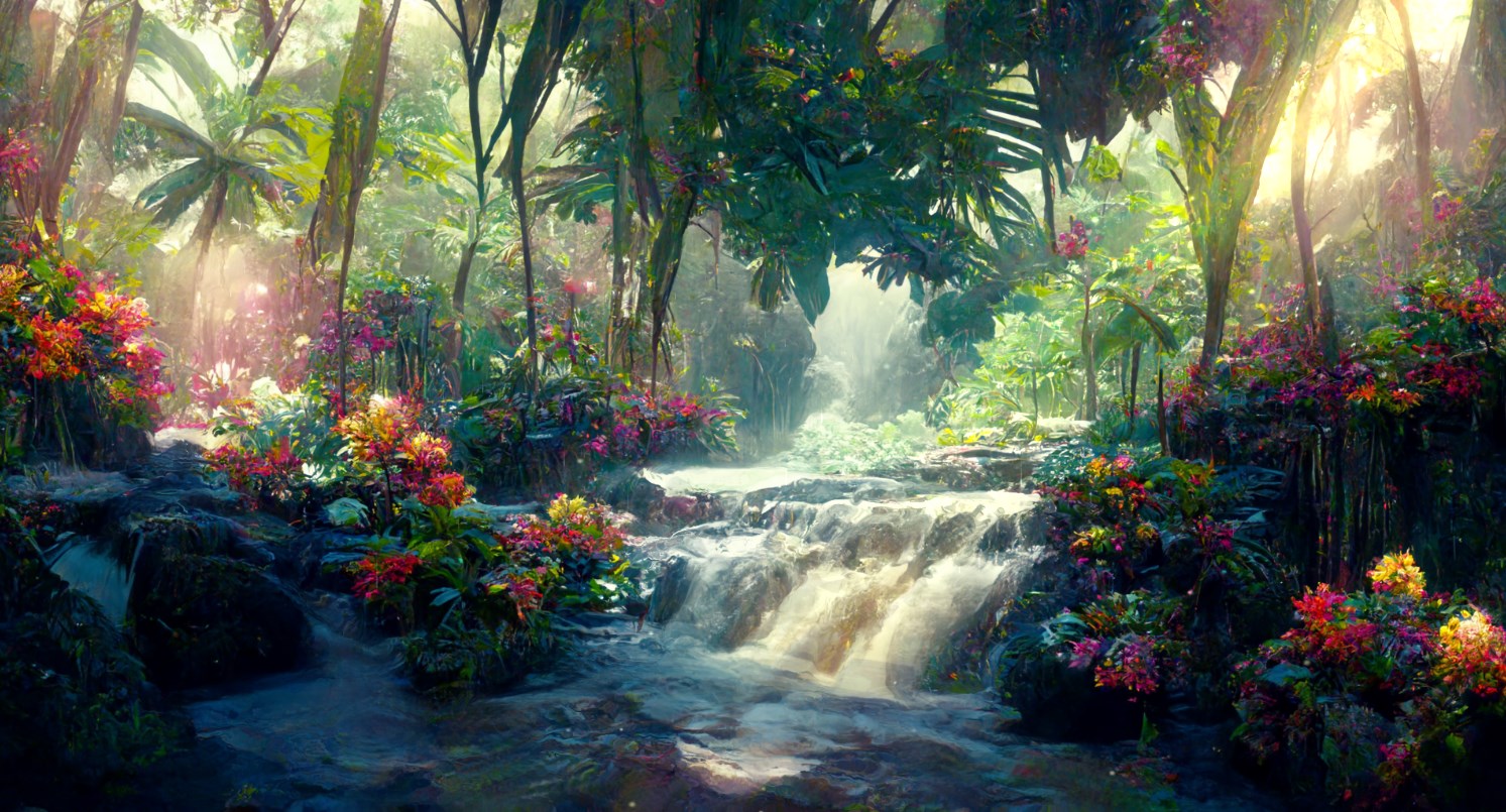 《Wallpaper Engine》熱帶雨林溪流奇幻風(fēng)繪圖動態(tài)壁紙