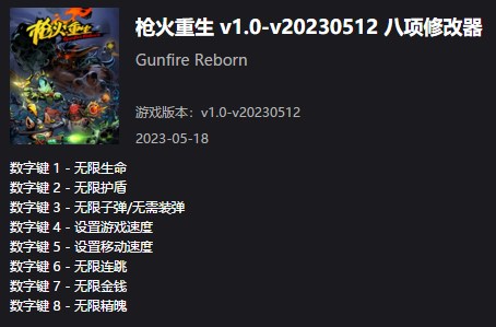 《槍火重生》v1.0-v20230512八項修改器風靈月影版