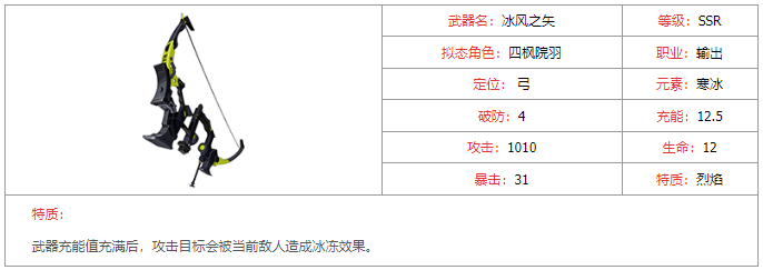 《幻塔》冰風之矢武器圖鑒屬性介紹