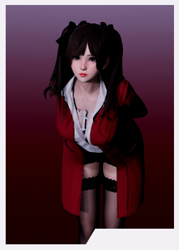 《AI少女》黑色雙馬尾性感紅大衣遠坂凜MOD