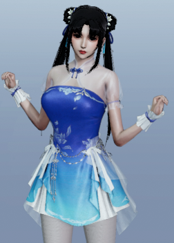 《AI少女》水藍(lán)裙雙丸子頭少女MOD