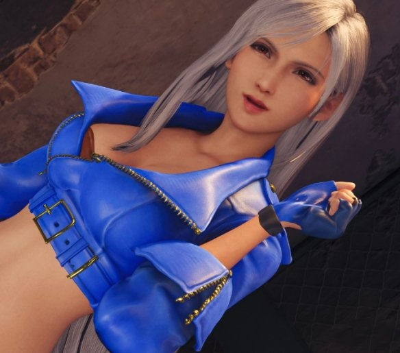 《最終幻想7：重制版》蒂法cos拳皇15安琪兒顯眼亮藍色MOD