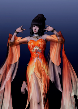 《AI少女》黑色長發(fā)火焰花紋古風(fēng)長裙小姐姐MOD