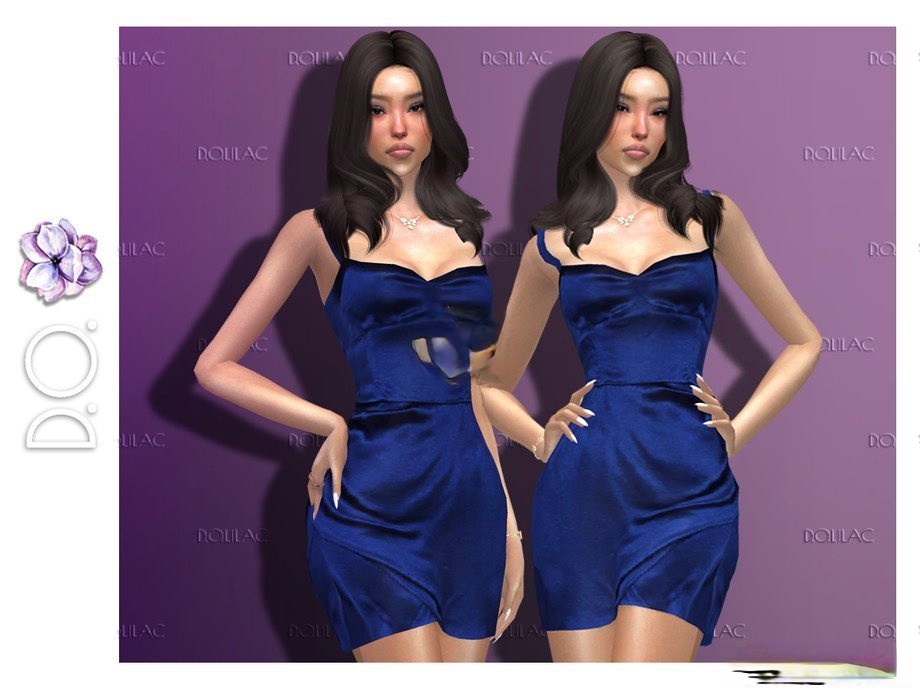 《模擬人生4》女性吊帶緞面連衣裙MOD