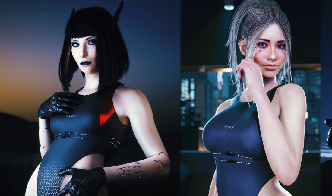 《賽博朋克2077》女V性感競賽泳裝MOD