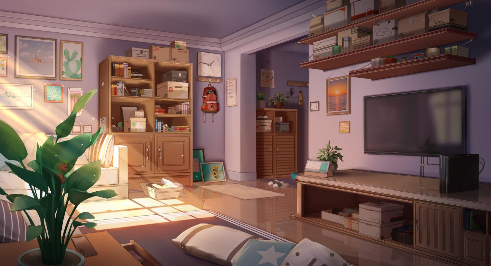 《Wallpaper Engine》精致的客廳室內場景繪圖動態壁紙