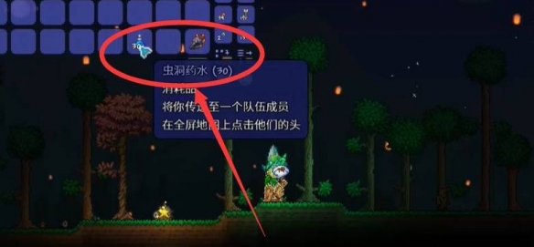 《泰拉瑞亞》蟲洞藥水使用方法