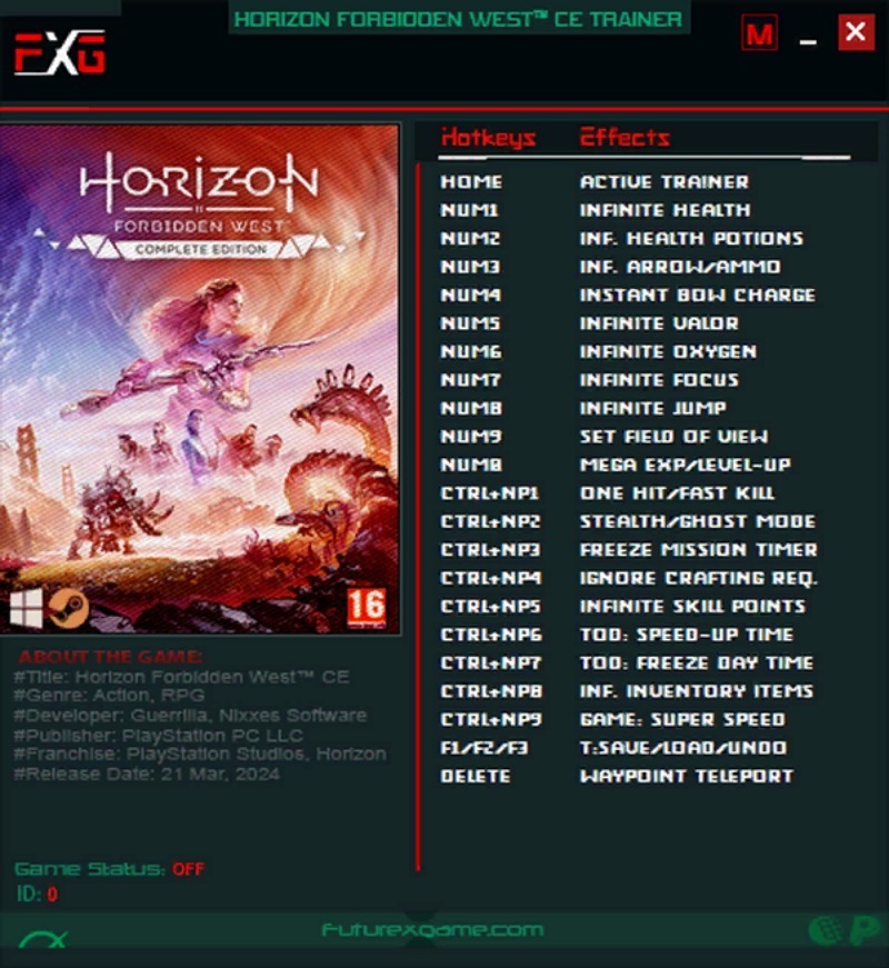 《地平線：西之絕境完整版》v1.0-v1.0.43.0二十一項修改器FUTUREX版