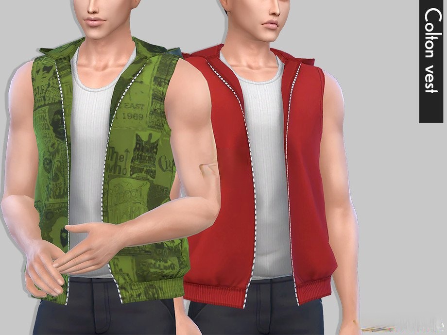 《模擬人生4》男款無袖拉鏈連帽衫MOD