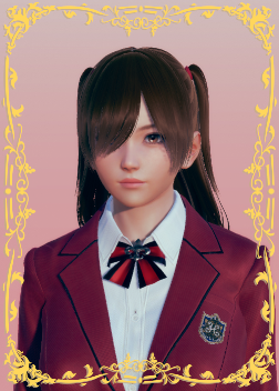 《AI少女》黑色遮眼長發紅色校服女高中生MOD