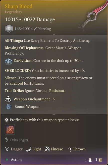 《博德之門3》作弊物品-匕首MOD