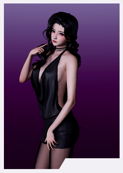 《AI少女》黑色長卷發晚禮服御姐MOD