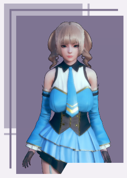 《AI少女》雙馬尾藍色連衣裙可愛美少女MOD