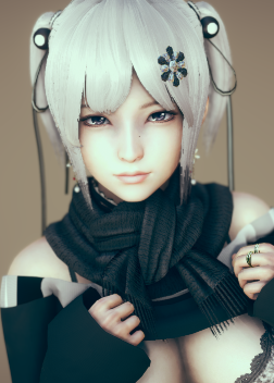 《AI少女》白色雙馬尾低領(lǐng)黑衣美少女MOD