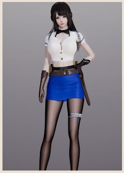 《AI少女》藍(lán)短裙黑絲襪修長身材御姐MOD