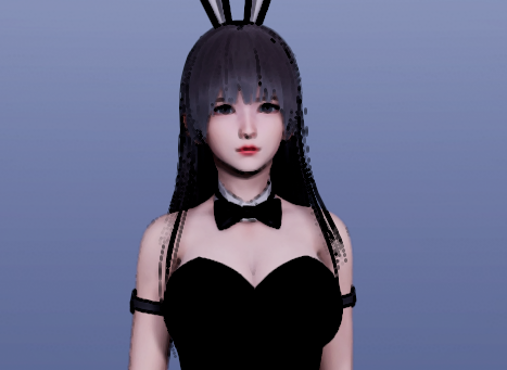 《AI少女》黑色披肩發兔耳緊身衣美少女MOD
