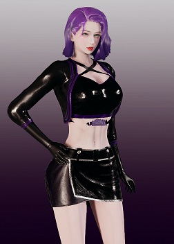 《AI少女》黑亮皮衣短發珍妮特MOD
