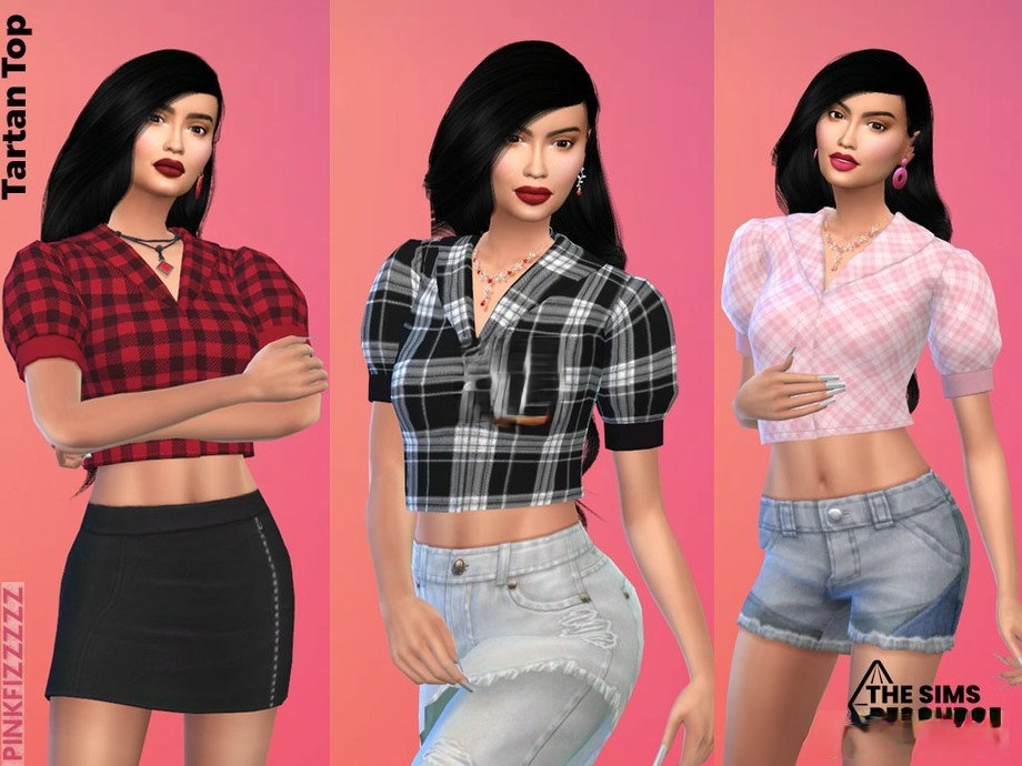 《模擬人生4》女性的簡潔格子上衣MOD
