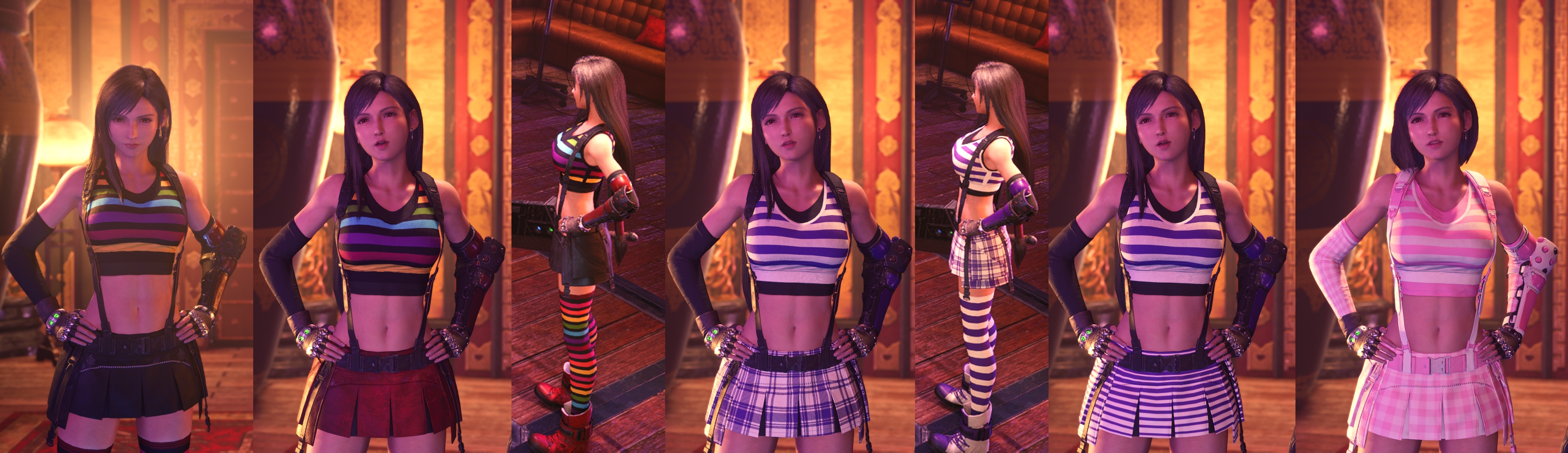 《最終幻想7：重制版》蒂法條紋短裙服裝MOD