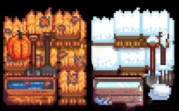 《星露谷物語》可建造的季節性干草堆MOD